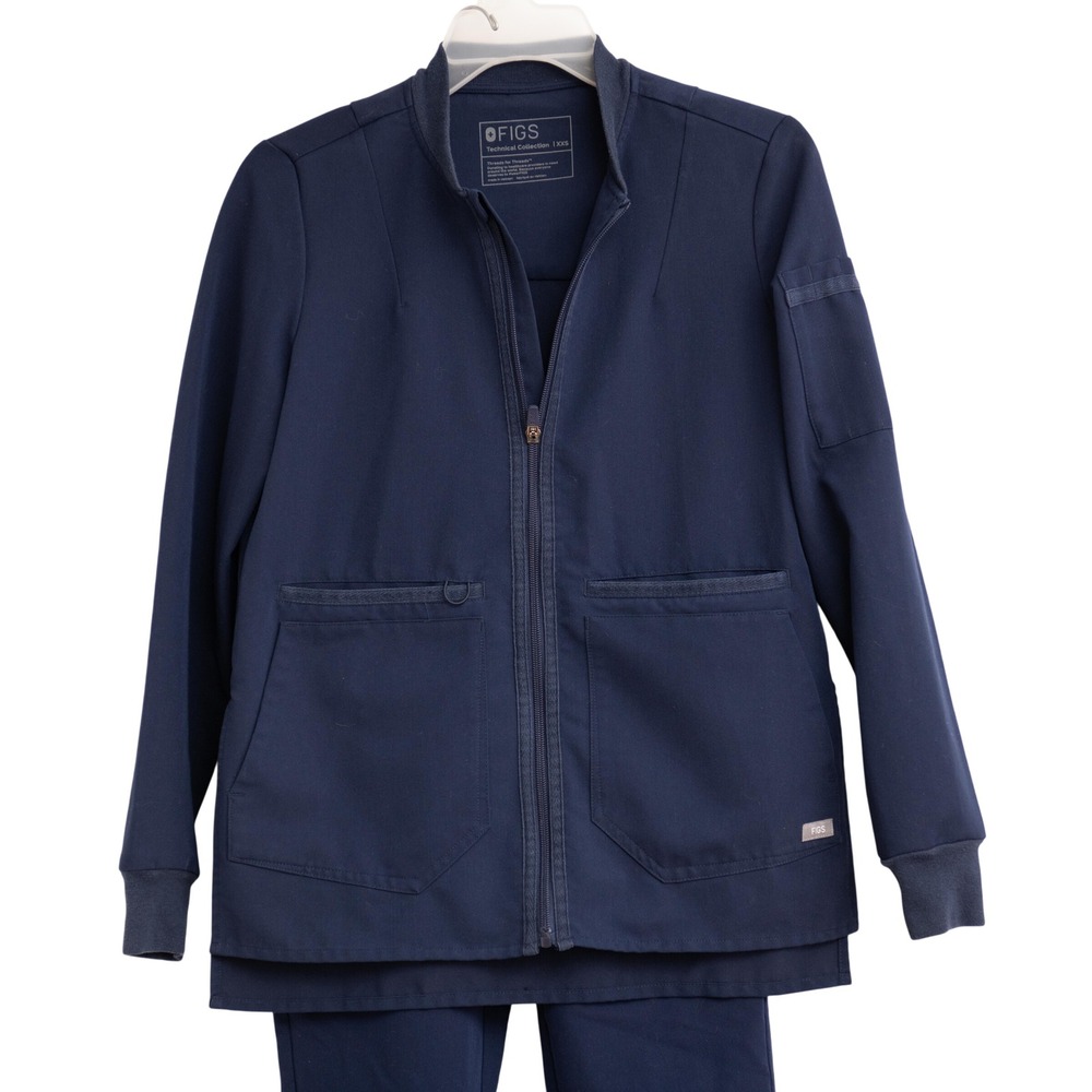 FIGS Jacket and Jogger Pants Technical Collection Scrubs Navy Blue Healthcare - Picture 2 of 11